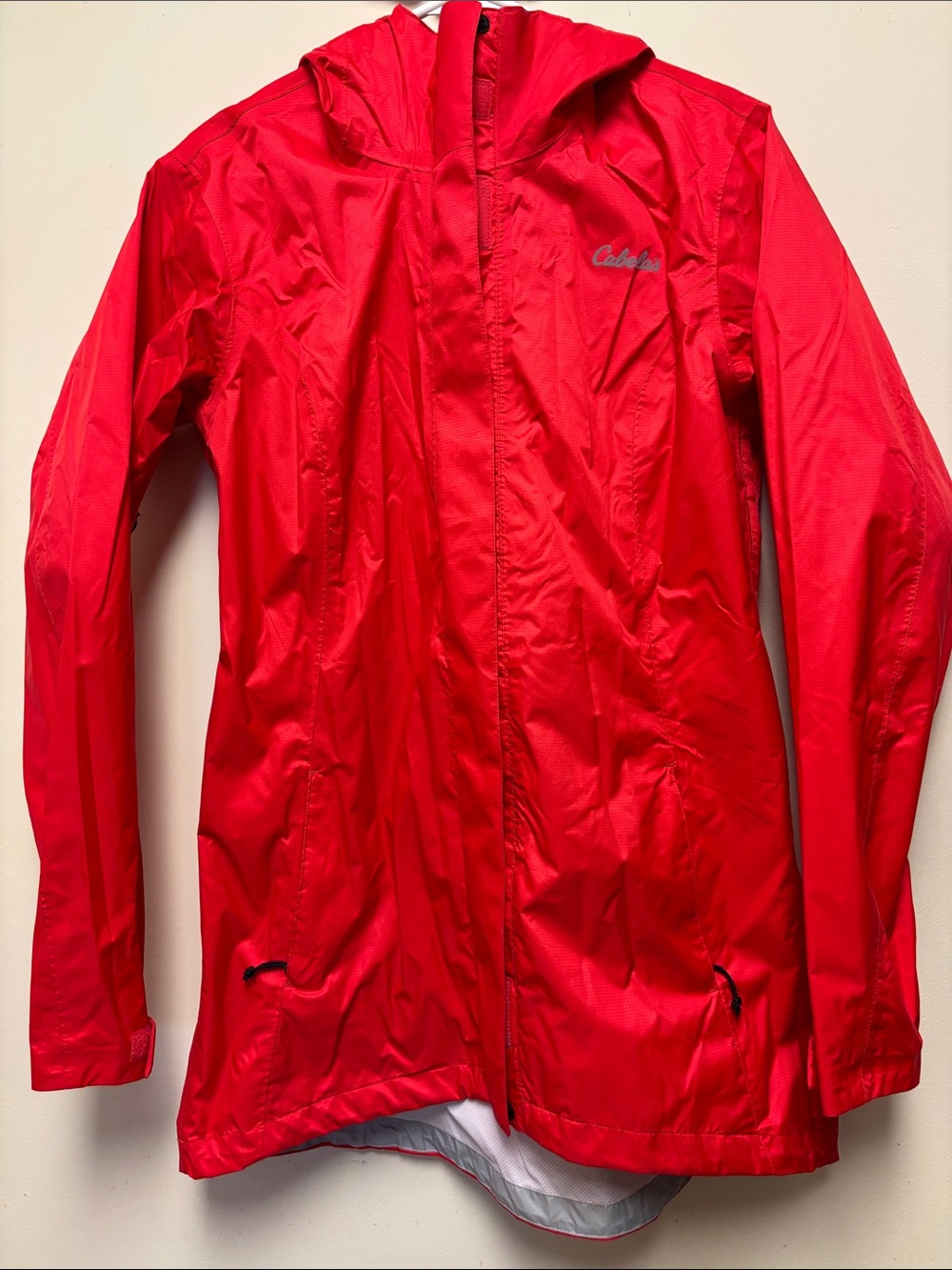 Cabela’s 4-MOST Full Length Hooded Jacket Coat Full Front Zip/Pockets Red Sz M